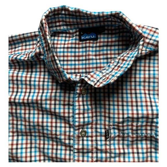 Men’s Large Kavu Button Down Gingham Shirt - Picture 1 of 3